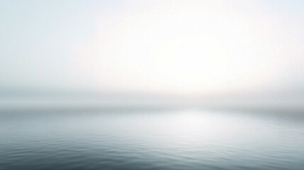 Poster - Mystical Morning Mist: Serene ocean surface shrouded in a soft, ethereal mist, with a hazy sunrise breaking through the fog, creating a sense of peace and wonder. 