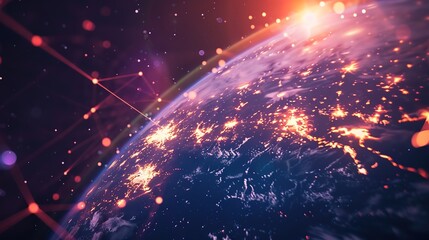 Wall Mural - beautiful global network technology icon in gold on gradient background