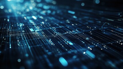 Poster - Abstract Digital Network: A mesmerizing abstract image of a glowing, blue digital network, evoking a sense of connectivity, innovation, and the future of technology. 