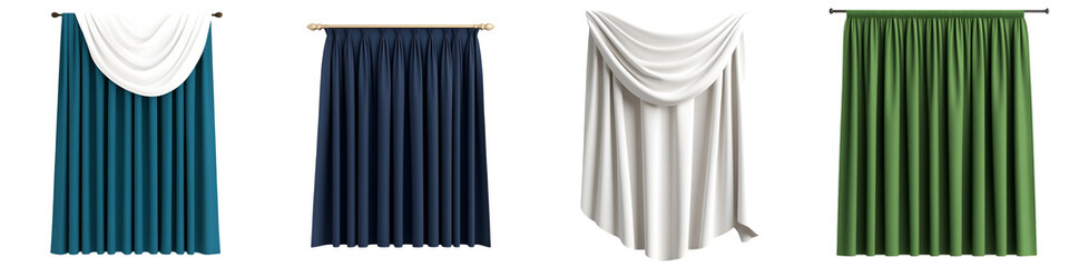 Wall Mural - Set of Realistic Curtains in Different Colors. Perfect for Mockups or Interior Design Projects.