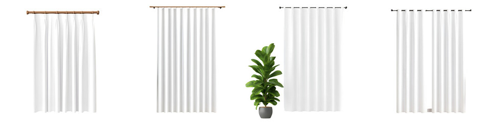 Wall Mural - White Curtain Mockup with Different Hanging Styles - Perfect for Home Decor Designs