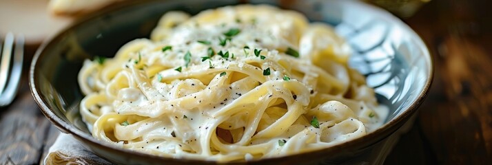 Wall Mural - Creamy Fettuccine Pasta with Alfredo Sauce