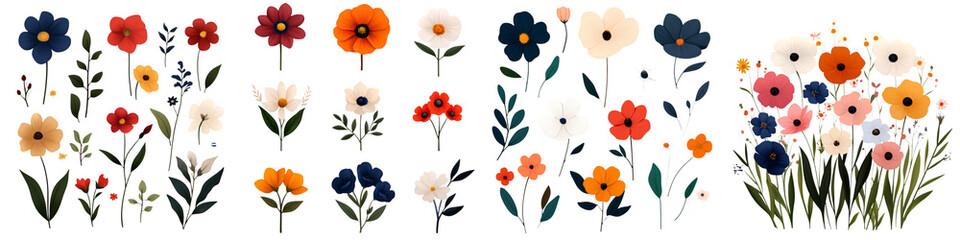 Wall Mural - A Stunning Collection of Vibrant Flowers for Your Designs - Perfect for Invitations, Greeting Cards, and More!