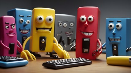 Lifelike Vision Office Appliance Characters Create quirky cartoon.