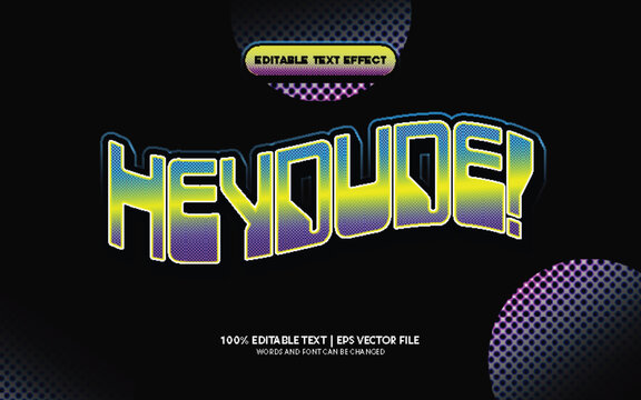 groovy retro editbale vector text effect