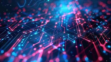 Poster - Eyecatching Abstract futuristic circuit board and mesh line, Illustration high computer
