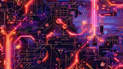 Poster - Superb illustration Abstract futuristic electronic circuit technology background
