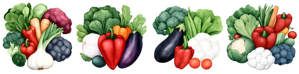 vegetable in watercolor isolated on transparent background