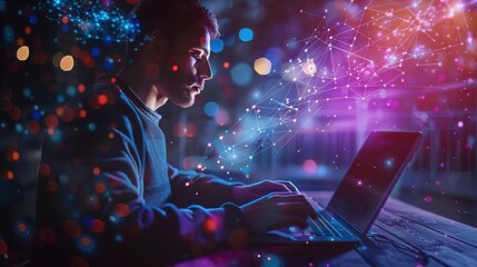 Poster - Spectacular Digital technology, internet network connection, big data, digital marketing IoT internet