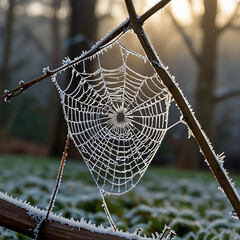 spider web with dew drops