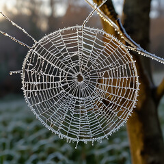 spider web with dew