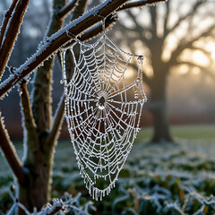 spider web with dew