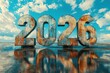 © kramynina - Large rusty sign that reads 2026 on the beach, New Year 2026