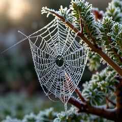 spider web with dew