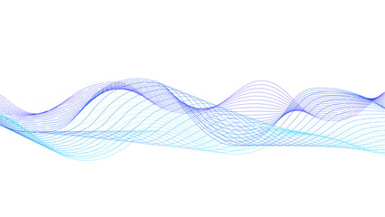 Wall Mural - abstract background with blue and purple wave lines on white. blue-violet abstract lines. sound wave