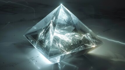 Crystal Pyramid Glowing in the Dark