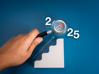 Poster - year 2025 business growth, marketing trends, goal and success, financial, new aspirations concept. 3