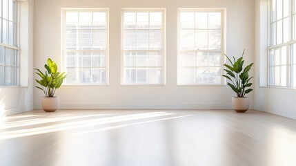 Canvas Print - Empty Room with Sunlight Streaming Through Windows.