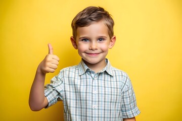 Wall Mural - Happy smiling boy giving thumbs up.