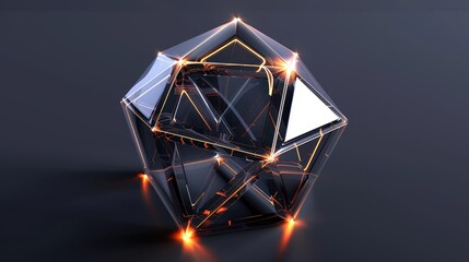 Abstract Geometric Shape with Glowing Lines