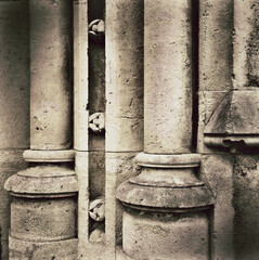 Stone columns on a historic building exterior in the heart of Florence