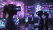 © Phichaphat - Girl Using VR Headset Immersed in Digital World
