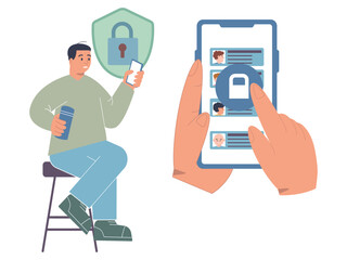 Poster - two factor authentication verification mobile security lock encryption sync design icon illustration