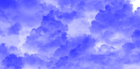 Fluffy stormy clouds in blue and white mode storm and tumble across the sky over beautiful natural blue clouds, abstract dramatic sky before a storm of blue and white color cloudy summer smoke in sky.