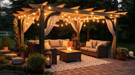 Cozy Backyard Oasis with String Lights