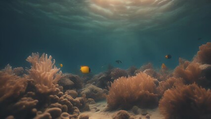 Wall Mural - or background sea sky abyss depth submarine underwater deep snorkeling sunset oceanfloor ocean