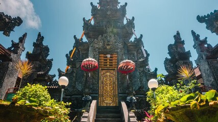 Wall Mural - Bali temple in traditional Balinese architecture. Famous travel destination and attraction Bali Indonesia 4K