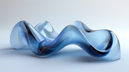 Poster - A blue, curved, and twisted object with a reflective surface