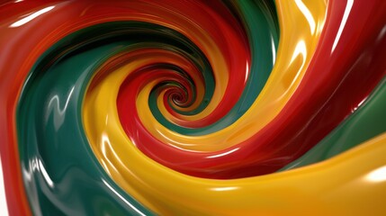 Poster - A colorful swirl of paint with a green stripe