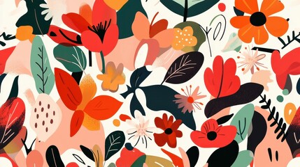 Sticker - Discover vibrant seamless floral patterns and modern cartoon illustrations with rich textures for your creative projects.