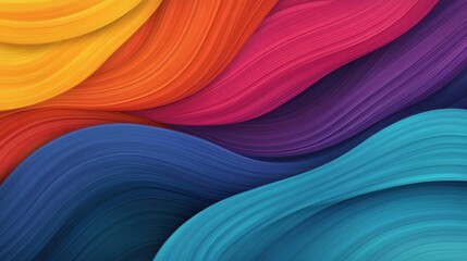 Wall Mural - Vivid abstract wave lines in rainbow hues create a modern, cartoonstyle background. Perfect for a fresh, vibrant design.