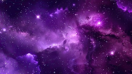Wall Mural - A purple starry sky background with stars and nebula in space, purple galaxy texture for design or print. Vector illustration, 
