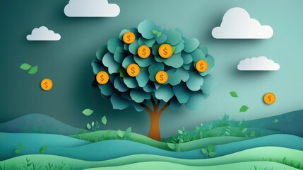 Wall Mural - A tree with a lot of money on it