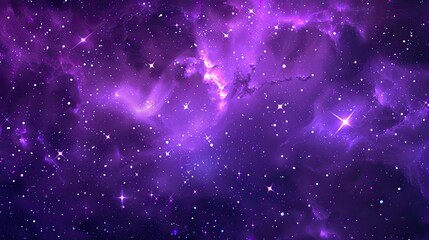Wall Mural - A purple starry sky background with stars and nebula in space, purple galaxy texture for design or print. Vector illustration, 