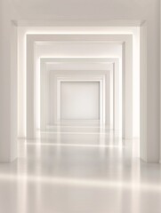 Poster - A spacious 3D room with a minimalist design and soft lighting, perfect for showcasing copy space for various creative uses