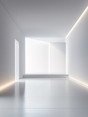 Poster - A spacious 3D room with a minimalist design and soft lighting, perfect for showcasing copy space for various creative uses