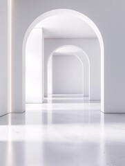 Poster - A spacious 3D room with a minimalist design and soft lighting, perfect for showcasing copy space for various creative uses
