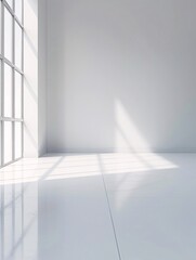 Poster - a tranquil 3d room with soft lighting and smooth surfaces, providing significant copy space for text