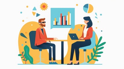 Poster - Investment advisory session, client receiving professional advice, flat design illustration
