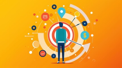 Poster - Investment goals, setting targets for financial returns, flat design illustration