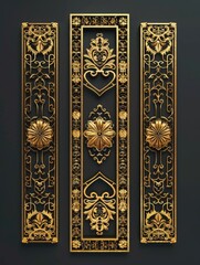 Gold decorative panels on black