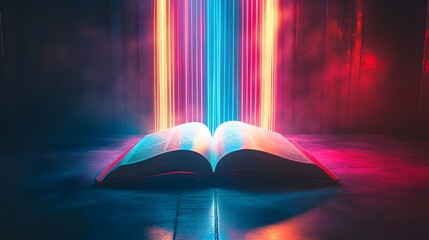 Poster - Open Book with Neon Lights.