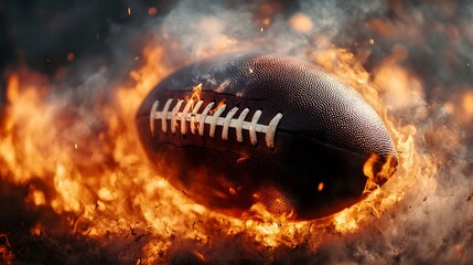 Sticker - American Football Burning in Fire.