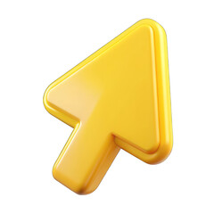 yellow click cursor icon 3d isolated on transparent background
