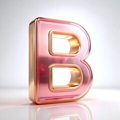 Letter B Made From 3D Multicolor Transparent Glass  3D Neon Style Glass Made Letter B