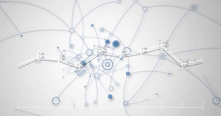 Poster - Network connections and data points animation over white background with blue lines